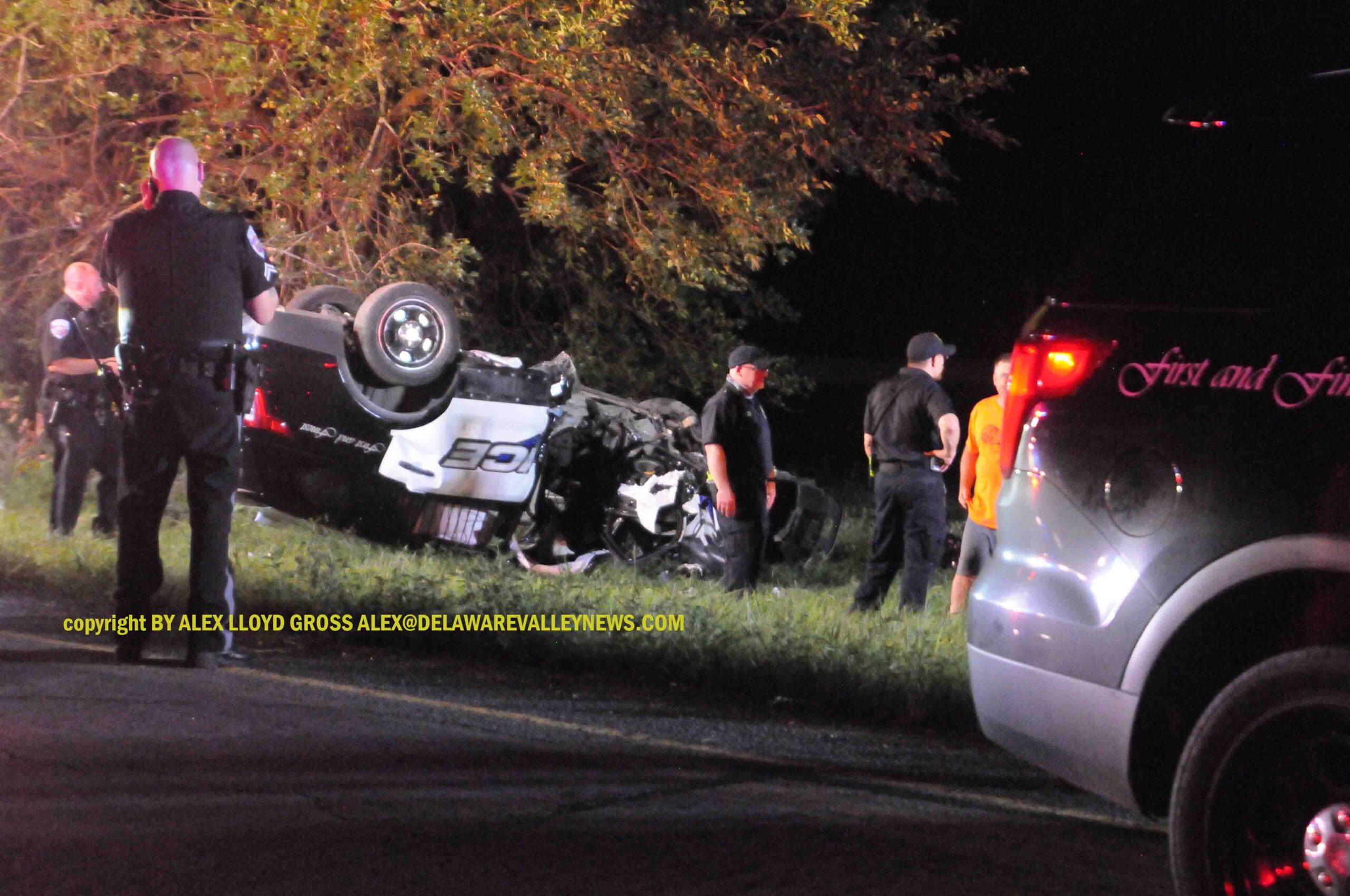 BREAKING!!! Police Car Overturned On Rt 1 In Middletown Delaware